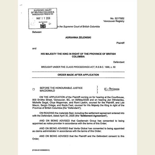 Court Order, Certification and Notice Approval