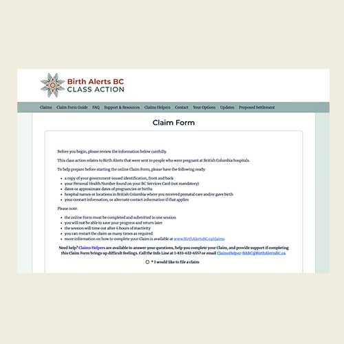Online Claim Form